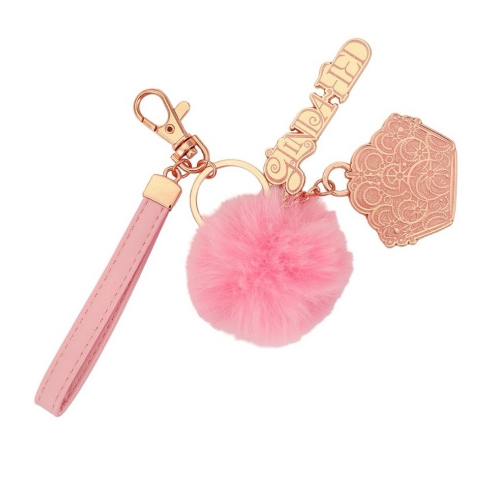 Wicked Glinda Pink Keychain with Pom Pom and Charm NWT same day ship (: